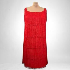 ASHLEY STEWART Red Fringe Flapper Party Dress, NEW WITH TAGS! Size 18